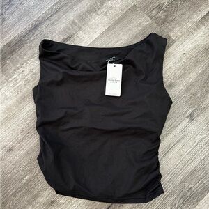 Black Women’s Sleeveless Asymmetric Neck Tank Top